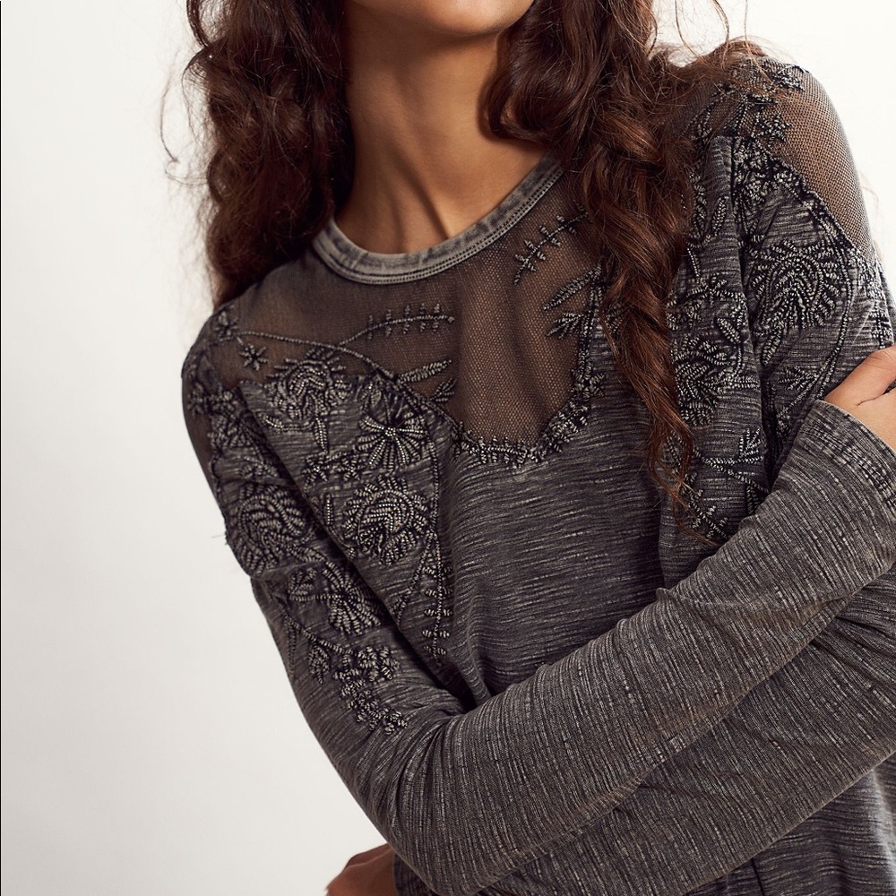 NWT Free People Micha Tee Black